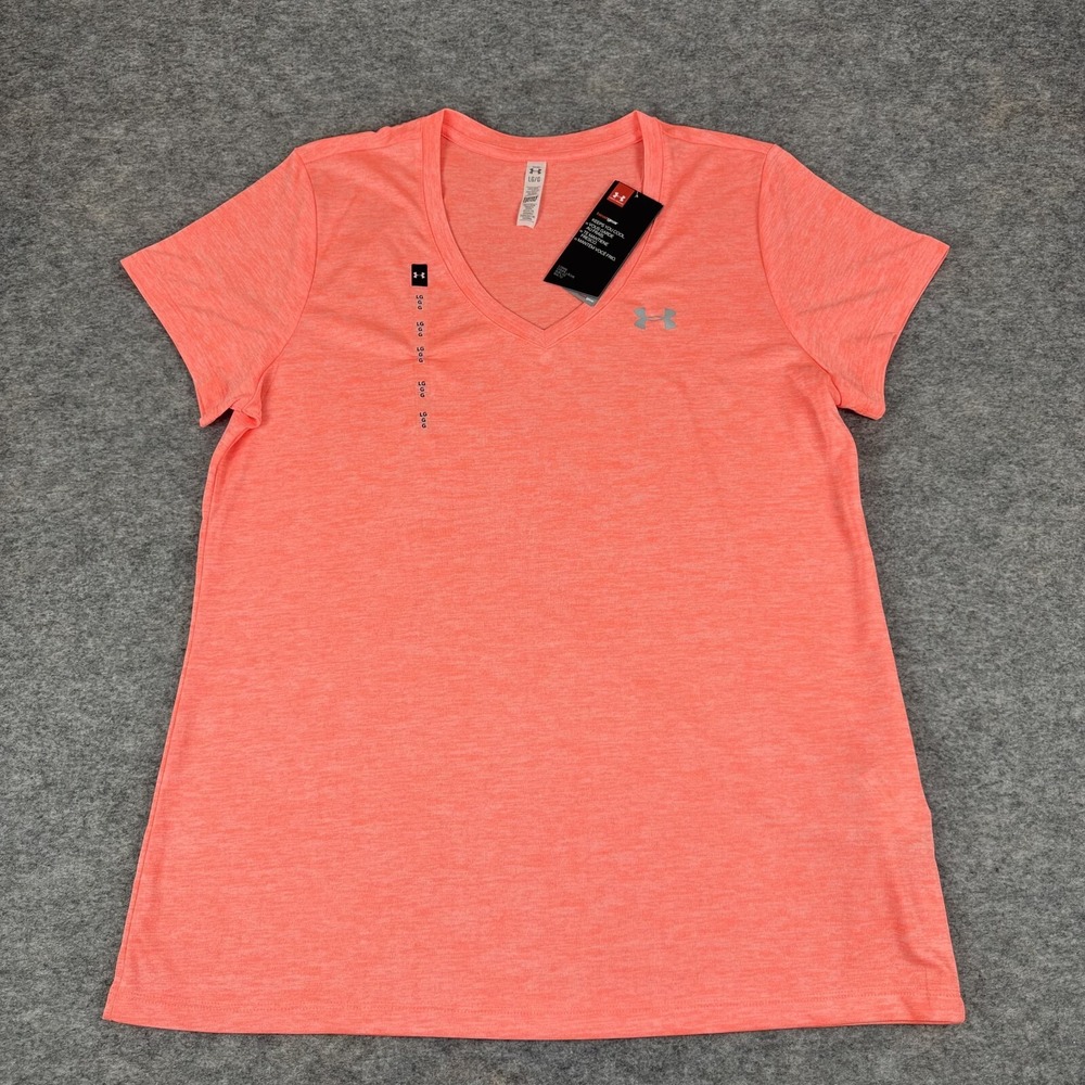 Under Armour V-Neck T-Shirt Loose Pink Womens Large L